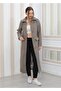 Collared Plush Curly Long Coat Gray