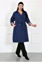Women's Indigo Water Repellent Bondit Fabric Large Size Trench Coat