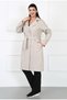 Women's Stone Color Water Repellent Bondit Fabric Large Size Trench Coat - 2