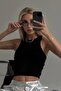 Women's Halter Neck Sleeveless Black Blouse 23W15017 - 2