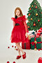Girl's New Year's Party Dress with Ruffled Shoulders and Polka Dots