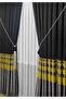 Panel Background Curtain Black Gray Chenille Mustard Horizontal Striped Single Wing Closely Pleated Yuka Home Luxury Series - 6