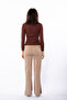 Beige High Waist Side Slit Spanish Leg Tights - 4