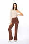 Tan High Waist Side Slit Spanish Leg Tights - 2