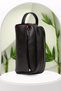 Men's Black Leather Portfolio Clutch Bag Travel Shaving Cosmetic Clutch Bag