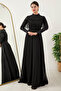 Tasseled Stand Collar Hijab Evening Dress 13058 - 4