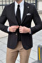 Slim Cut Special Design Metal Button Bag Pocket Wool Blazer (Cache Jacket) - 8
