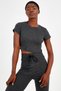 Slimfit Women's Crew Neck Anthracite Crop Top
