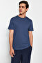 Gri-Ekru-Indigo Slim/Dar Kesim Bisiklet Yaka Basic %100 Pamuklu 3'lü Paket T-Shirt TMNSS19BO0007 - 9
