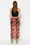 Orange Patterned Maxi Length Lace Detailed Tulle Stretch Knitted Skirt TWOSS23ET00369 - 6