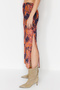 Orange Patterned Maxi Length Lace Detailed Tulle Stretch Knitted Skirt TWOSS23ET00369 - 5