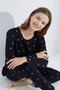 black pink heart Knitted Pajama Set