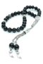 Black Moire Agate Stone Rosary, Authentic, Ottoman Dagger with Dangle
