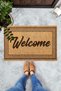 Digital Printed Welcome Written Ethnic Pattern Framed Decorative Door Mat - 3