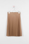 Girl's Beige Pleated Leather Skirt - 3