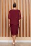 Stone Detailed Pleated Plus Size Burgundy Evening Dress - 5