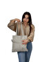 Bag Models Women's Beige Zippered Hand and Shoulder Bag Fabric Tote Bag (Suitable for Laptop/School/Sports/Teacher/Student/Strap/Shoulder/Makeup/Beach 35X35) - 3