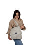 Bag Models Women's Beige Zippered Hand and Shoulder Bag Fabric Tote Bag (Suitable for Laptop/School/Sports/Teacher/Student/Strap/Shoulder/Makeup/Beach 35X35) - 2