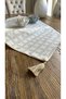 Vintage Tassel Detailed Beige Runner Stain Resistant Care Free - 7