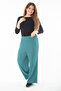 Women's Large Size Green Elastic Waist Wide Leg Wrap Pants 65N37315 - 6