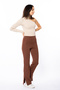 Tan High Waist Side Slit Spanish Leg Tights - 3