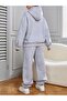 Women's East Hampton New York Printed Oversize Gray Hooded Sweatshirt Tracksuit Set - 2