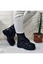 M.P 1425 Black Patent Leather 4cm Sole Furry Fleece Shiny Women's Boots - 6