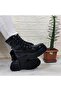 M.P 1425 Black Patent Leather 4cm Sole Furry Fleece Shiny Women's Boots - 2