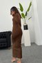 Stylish, body-hugging long smock detail draped long sleeve women's midi length evening dress - 5