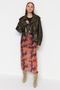 Orange Patterned Maxi Length Lace Detailed Tulle Stretch Knitted Skirt TWOSS23ET00369 - 2