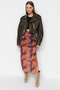 Orange Patterned Maxi Length Lace Detailed Tulle Stretch Knitted Skirt TWOSS23ET00369 - 3
