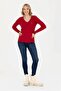 Women's Red V-Neck Basic Sweater ELİFSU BUTİKHOME - 4