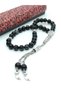 Black Moire Agate Stone Rosary, Authentic, Ottoman Dagger with Dangle - 4