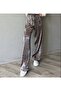 Merve Unique Design Light Shiny Leopard Patterned Wide Cut Women's Trousers - 3
