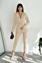 Beige Double Breasted Blazer Jacket Carrot Pants Suit