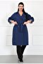 Women's Indigo Water Repellent Bondit Fabric Large Size Trench Coat - 4