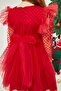 Girl's New Year's Party Dress with Ruffled Shoulders and Polka Dots - 6