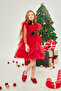 Girl's New Year's Party Dress with Ruffled Shoulders and Polka Dots - 3