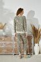 Women's Long Sleeve Jacquard Thick Khaki Pajamas Set C1T5N0O91 - 3