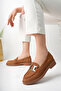 Genuine Suede Leather Buckle Tan Women's Shoes