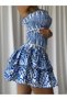 Stretchy Puffy Skirt with Corset Bandage Fabric Lace Embroidery Night Invitation Dress - 9
