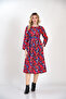 Red Floral Purple Winter Dress from Divitin Flannel