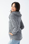 Women's Gray Hooded Plush Jacket - 4