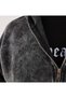 You Bum Cat Printed Vintage Washed Full Zip Detail Unisex Oversize Hooded Cardigan - 2