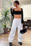 Kadın Siyah Uzun Kol Göğüs ve Sırt Dekolteli Crop Top Bluz - 5