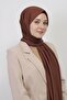 شال حجاب قطني ممشط بلون الشوكولاتة الفاتحة - 4