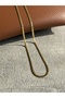 Gold Italian Flat Chain Necklace Stainless Gold Color Steel Thickness 3mm Length 50cm - 6
