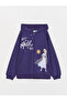 Hooded Elsa Printed Long Sleeve Girl's Zippered Sweatshirt