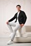 Regular Fit Pointed Collar Bag Pocket Self-Striped Buttoned Men's Knitwear Cardigan