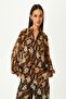 Women's Brown Patterned Blouse - 3